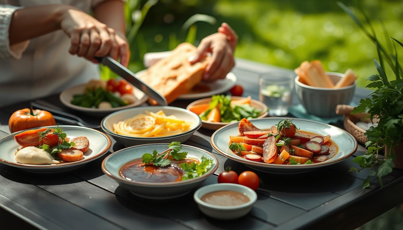 Balanced healthy meal prepared in a home kitchen