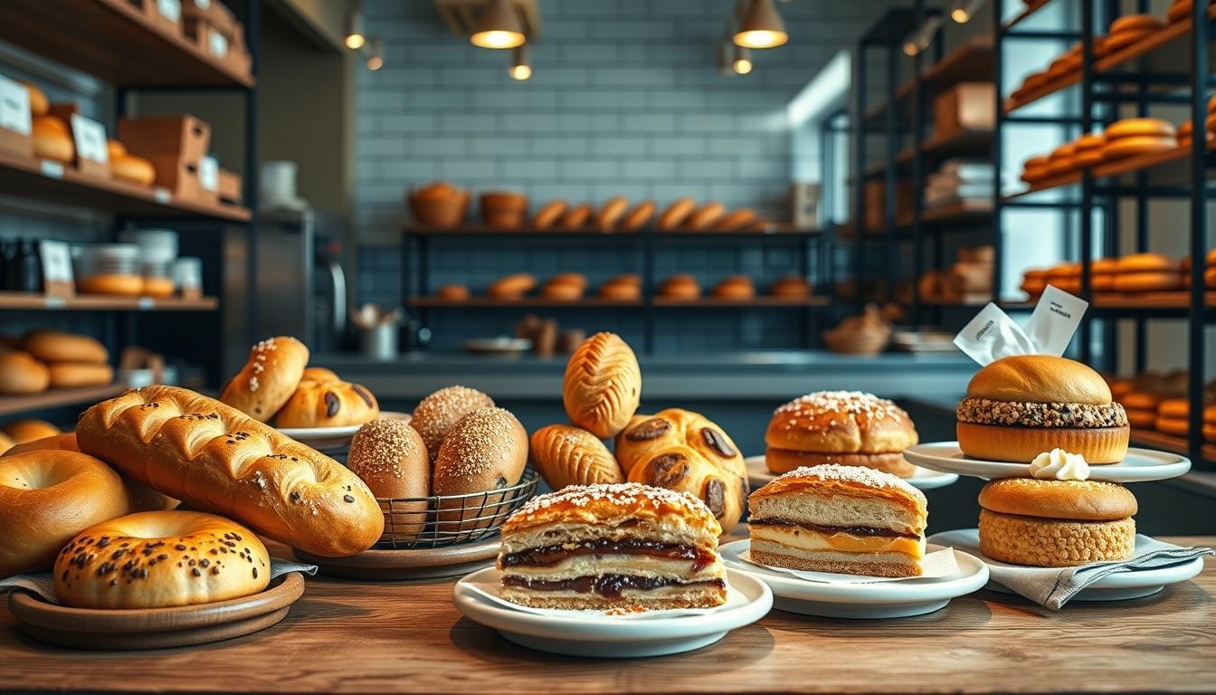 Measured baking ingredients prepared on a counter